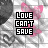 identical pixelated icons featuring 'LOVE CAN'T SAVE' text over a pink and gray patterned background with heart shapes