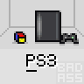 Animated contact sheet of a PS3 icon showing sequential frames with color splatter effects on the console and controller.