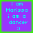 Pixelated text on purple background with cyan lettering and green border, displaying 'i am Marissa i am a dancer :)' in four identical
