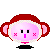 Pixelated character with pink face, red hair, and pink cheeks displays four distinct facial expressions