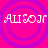 Four identical circular patterns with concentric rings on a bright pink background, each containing the text 'Allison' in white pixelated font.