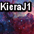 A pixelated cosmic scene with nebulae and stars, overlaid with white text reading "KieraJ1 Is A Star" in four separate segments.