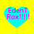 Four cyan heart-shaped icons with pink text "EdenT Rox!!!!!" on a yellow background, arranged in a