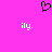 A static pixel art icon with a bright pink background, featuring a black heart symbol at the top and two white 'ily.' text elements below.