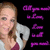 A pixelated image shows a person with light brown hair holding a white megaphone against a black background, with purple text to the right.