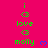 A static digital image displays green text and symbols on a bright pink background with blue heart accents.