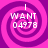 Four identical display a pink and purple spiral background with white text reading 'I WANT 04978' in each