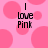 Pink background with large pink circles and black text reading "I love Pink" in two identical vertical arrangements.