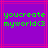 Pixelated green text on purple background with pink lines, showing identical static frames
