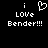 Pixelated black background with white text and a heart symbol, showing 'i LOVE Bender!!!' in two identical side-by-side arrangements.
