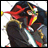 A 48x48 pixel animated buddy icon featuring a character from G Gundam with flowing red hair and colorful accents, alongside text reading "Anime IM" and "COM" on a black background.
