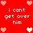 Red background with repeated white text "i cant get over him" and pixelated hearts in pink and white.
