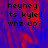 Pixelated text on a blue-red gradient background with one gray visible