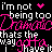 Animated text-based icon with repeated phrases in white and pink on black background, featuring heart symbols.