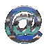 @ symbol rendered as metallic 3D object with blue and silver reflections, rotating through multiple angles on gray background.