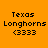Pixelated text 'Texas Longhorns (3333)' on orange background with one frame showing a bright circular glow behind the text.