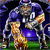 Pixelated static image of a football player in blue and silver uniform holding a yellow ball on green field with dark background.