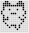 Two side-by-side pixel grids display a black-and-white animated icon with a heart shape, showing sequential changes in the lower portion of the heart.