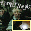 repeated 'Simply Magic' text overlays with yellow-bordered frames showing different character poses in a classroom setting