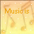 four showing 'Music is life' text with musical notes on a yellow background, each displaying different text rendering styles