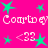 Pixelated pink background with repeated green star shapes and white text reading "Courtney" in a retro font style.