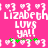 Pixelated pink background with white text reading "Lizabeth Lizabeth LUVS ya!!" and green clover-like symbols, repeated in a pattern