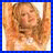 Pixelated image of a person with long light brown hair in top-left quadrant, pink background text reading 'hilary is my role model!' across bottom two quadrants.