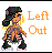 Pixelated cartoon character with blonde hair and dark clothing standing next to orange text reading "Left Out" on a white background.