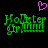 Green pixelated text reading 'Hollister Girl' with a pink heart above, on black background.