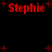 Red text reading "Stephie" appears four times on a black background with scattered red plus signs, arranged in two of two