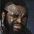 Pixelated static image of a person's face with visible facial features and partial body, rendered in low resolution on dark background.