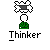 Pixelated icon shows a green-shirted figure with white head and gray top, under cloud-like shapes that change position across frames.