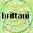 Two identical animated frames of a buddy icon showing the text 'brittani' over a greenish abstract background with circular patterns.