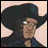 A 48x48 pixel buddy icon featuring a character with dark hair and glasses wearing a large black hat, alongside text reading "Anime IM" and "COM" on a black background.