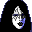Four pixelated character faces in a , each with distinct color schemes and accessories against black backgrounds