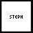 nine square displays the word 'STEPH' in pixelated text with varying color states across frames