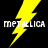 A static contact sheet of a Metallica-themed buddy icon featuring repeated text and a yellow lightning bolt on black background with gray transparency area.