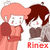 Two pixelated anime-style characters with distinct hair colors stand side-by-side, one holding a dark object near their face.