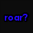 Blue and pink dinosaur-like creature with a question mark text on black background.