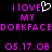 Pixelated text and symbols in pink and white on black background, with a heart symbol replacing 'o' in 'i love'.