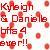 Pixelated red text on a light background with scattered red circular shapes, reading 'Kybign', 'Daniels', 'bfis 4', and 'eup r!!' in distinct lines.