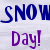 Blue and purple pixelated text reads 'SNOW Day!' on a light gray background with visible dithering.