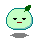 Four pixelated green apple-shaped icons with a single leaf, each showing distinct facial expressions including neutral, crying, and sad states.
