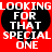 Red background with black heart shapes containing white text reading LOOKING FOR THAT SPECIAL ONE.