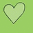 A pixelated heart shape with a dark green outline on a light green background, rendered in low-resolution digital art style.