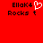 Red background with black text 'EllaK4 Rocks t' and a white pixelated heart symbol above the 't' in 'Rocks t'.