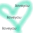 A static icon featuring a light cyan heart outline with three instances of the text 'bon pou' in gray pixelated font positioned at top, middle, and bottom.