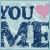 Static pixelated icon with blue text "YOU ME" and a pink heart symbol on light background.