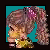 Pixelated with anime-style character, denim pants, and yellow text on purple/pink backgrounds
