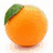 Animated sequence showing an orange fruit with a green leaf, transitioning from a whole fruit to a sliced face and then interacting with another fruit.